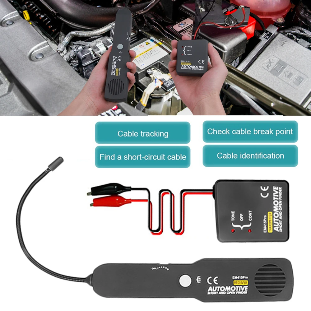 Em415Pro Scanner 6-42V Circuit Breaker Tester Cavo E Filo Short Open Detector Manutenzione Strumento Nero
