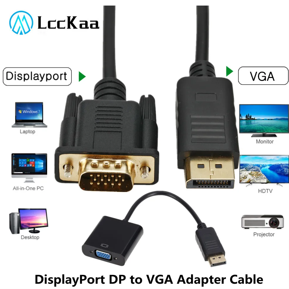 Lcckaa Dp A Vga Cavo Adattatore Displayport Display Port Convertitore Maschio-Femmina Per Pc Computer Laptop Hdtv Monitor Proiettore