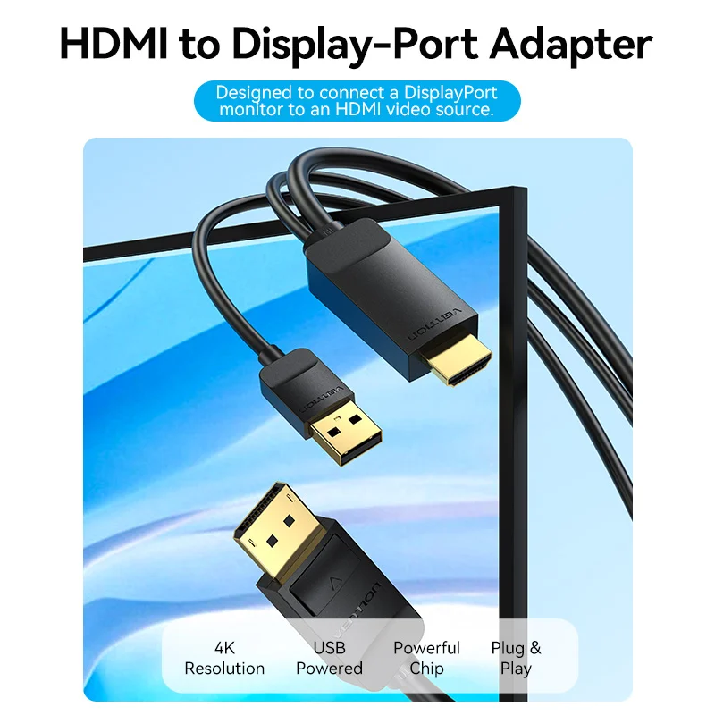 Vention Hdmi To Display Port 4K 60Hz Cavo Da Hdmi A Dp Per Pc Laptop Hdtv Monitor Proiettore Cavo Audio Video Hdmi A Displayport