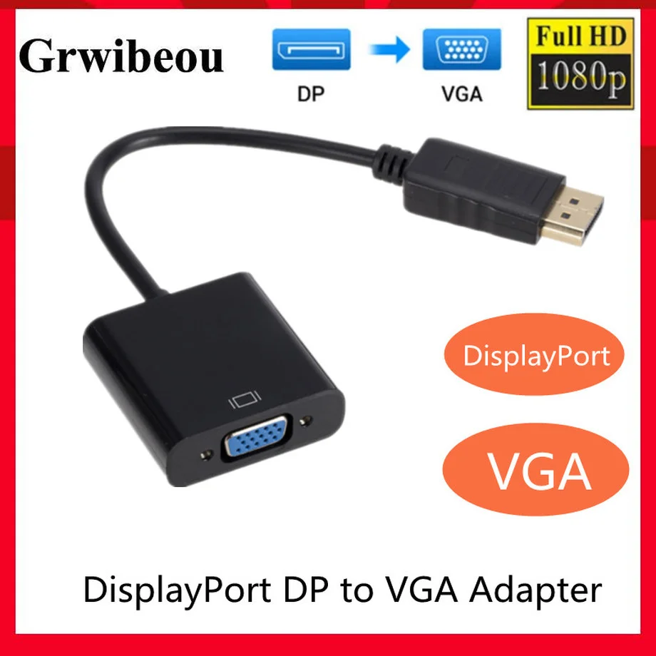 Grwibeou Displayport Display Port Dp A Vga Cavo Adattatore Convertitore Maschio-Femmina Per Pc Computer Laptop Hdtv Monitor Proiettore