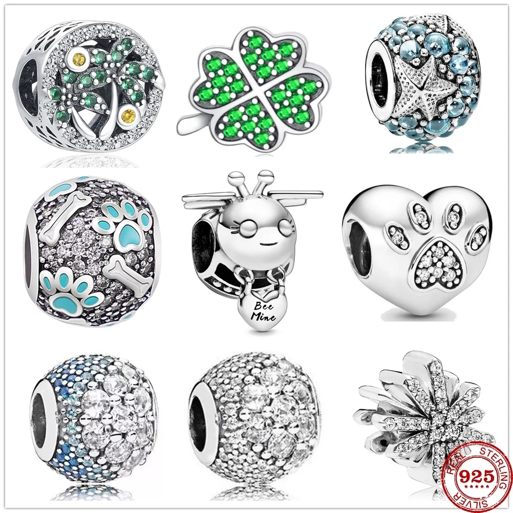 New Summer Ocean Whale Dolphin Shark Swan Coconut Zirconia Charm Beads Fit Pandora Charms Argento 925 Originale Jewerly Bracciale