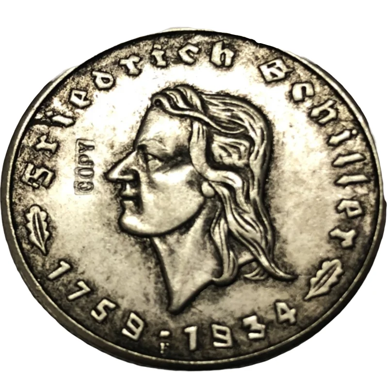 1934 Germania 5 Reichsmark Schwarschiller; Moneta Da Copia Di Tipo Grande