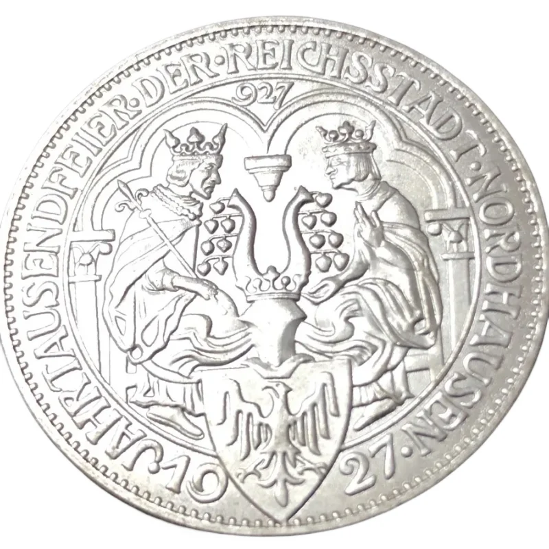 1927 Germania-1871-1948 3 Reichsmark Nordhausen Argento Placcato Copia Moneta