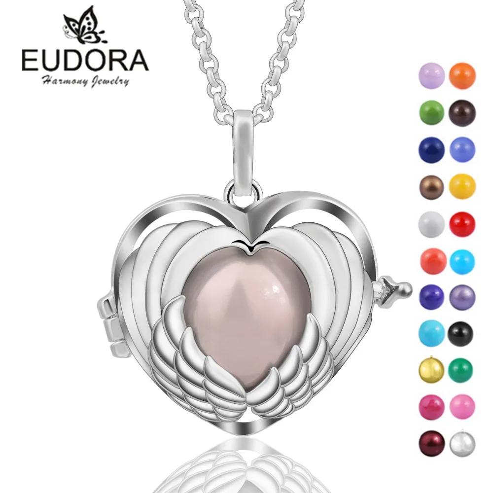 Eudora Hollow Heart Locket Di Galleggiamento Gabbia Con Rintocco Di Campana Di Musica Della Sfera Di Armonia Del Pendente Della Collana Per Le Donne I