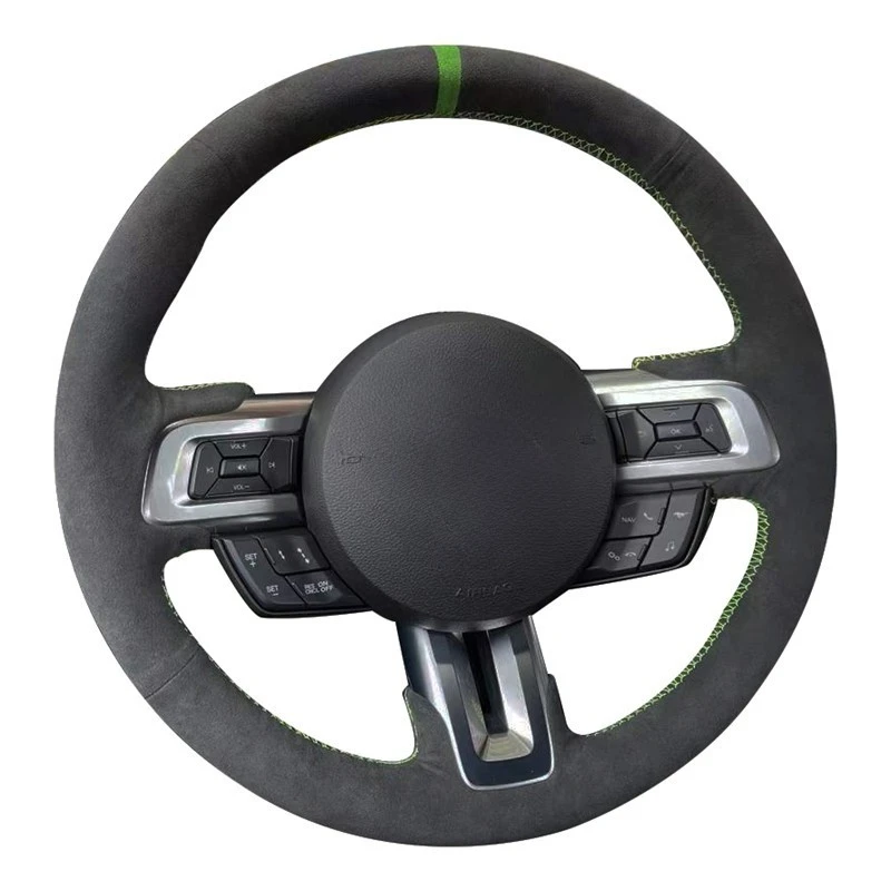 Coprivolante Per Auto Antiscivolo In Vera Pelle Scamosciata Nera Per Ford Mustang 2015-2019 / Mustang Gt 2015-2019 Accessori