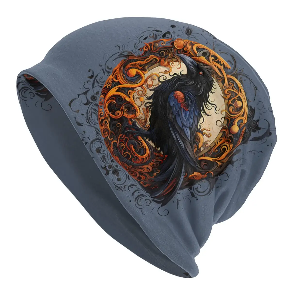 Viking Raven Skullies Berretti Berretti Black Raven Swirling Vortex Thin Hat Sport Sport Bonnet Hats For Men Women
