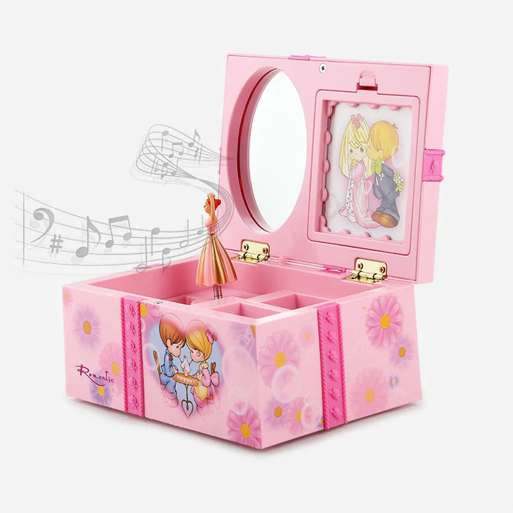 Rosa Ragazza Di Dancing Music Box Ornamenti Complementi Arredo Casa Gioielli Dell'Organizzatore Di Immagazzinaggio Di Music Box Wy804