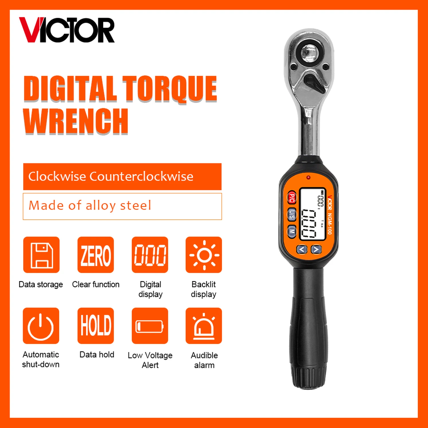 Victor Ngm-10 Ngm-30 Ngm-60 Ngm-100 100Nm Chiave Dinamometrica Regolabile Digitale Professionale Chiave Dinamometrica Digitale Per L'Industria Accurat