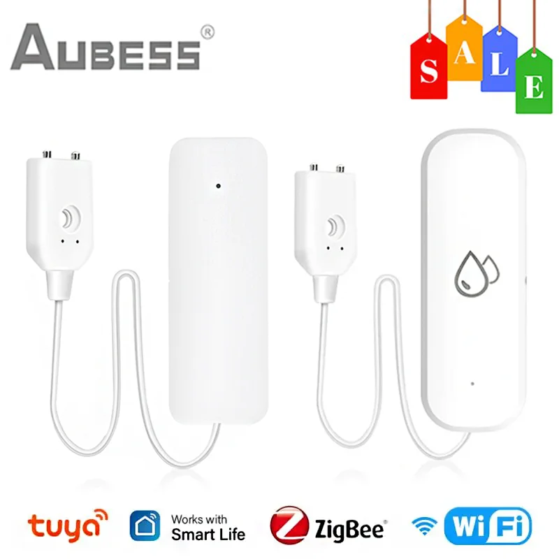 Tuya Zigbee Wifi Smart Water Sensor Rilevatore Di Perdite Smart Home Security Protection Flood Water Leakage Overflow Smart Life Alarm