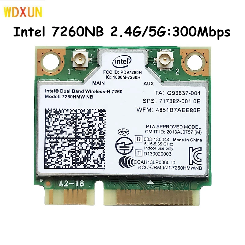 Dual Band Per Intel Wireless-N 7260 7260Hmw A Half Mini Pci-E 300Mbps Wifi Card Per Notebook 2.4Ghz 5Ghz 7260Nb