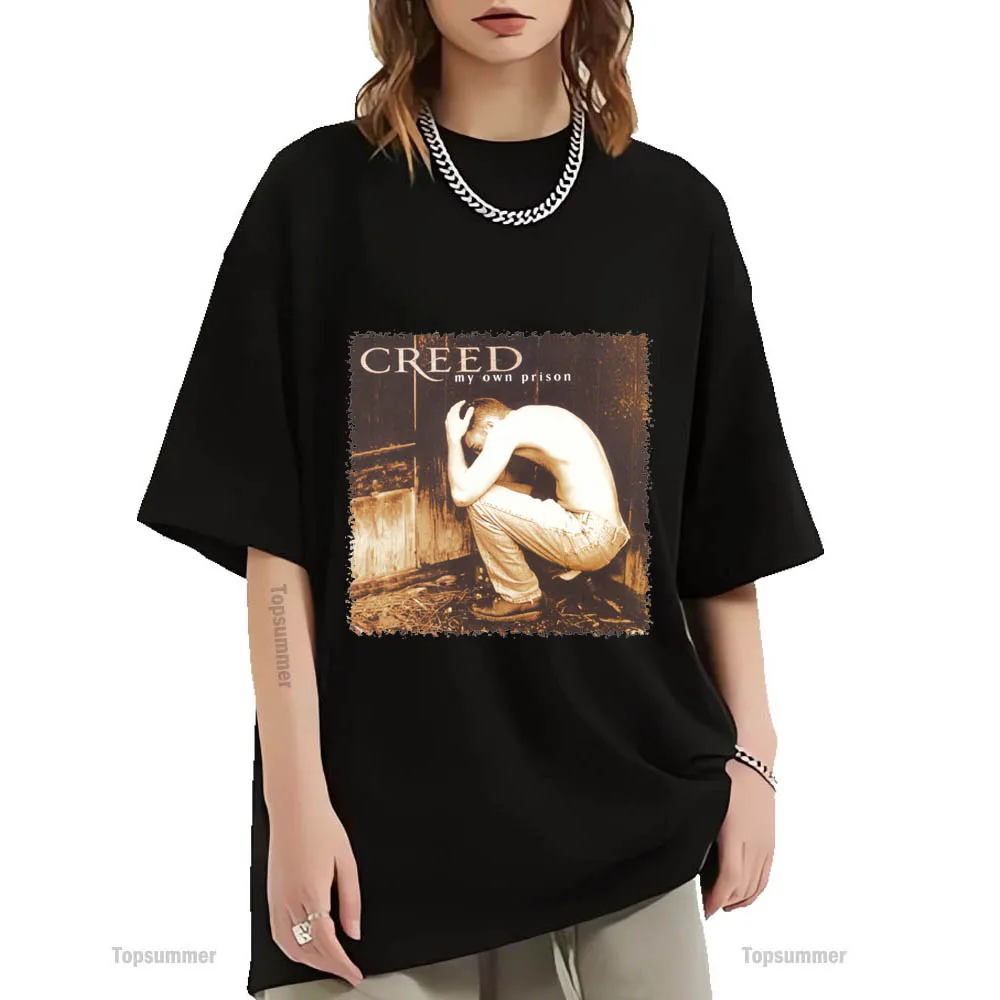 My Own Prison Album T Shirt Creed Tour T-Shirt Teens Retro Streetwear Cotton Tee Shirt Ragazzi Ragazze Black Tee