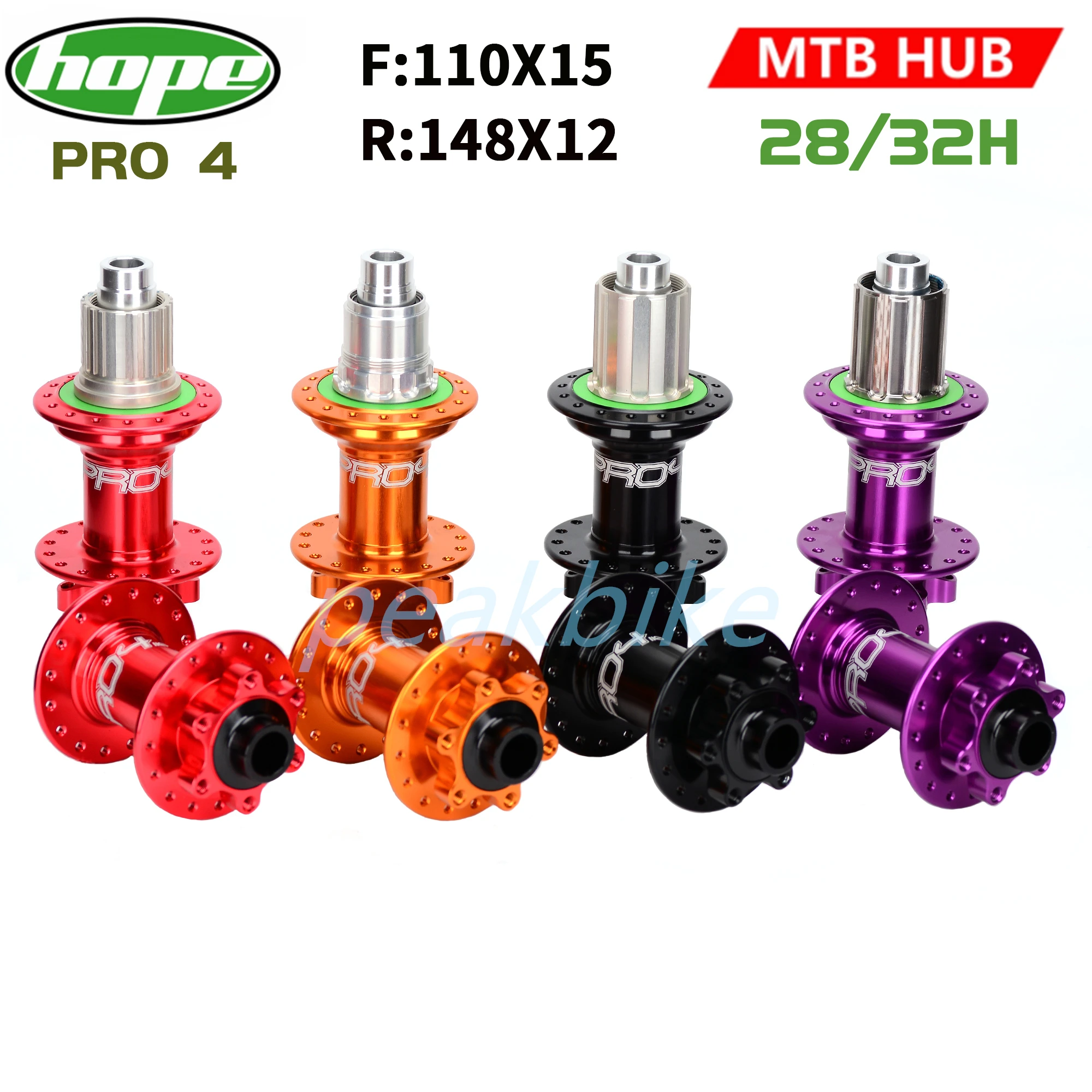 Hope Pro 4 Hub Mtb Mozzi Disco 6 Bulloni Perno Passante Boost Anteriore 110 X15Mm Posteriore 148X12Mm Mozzo Per Ruote Da Montagna 28H 32H