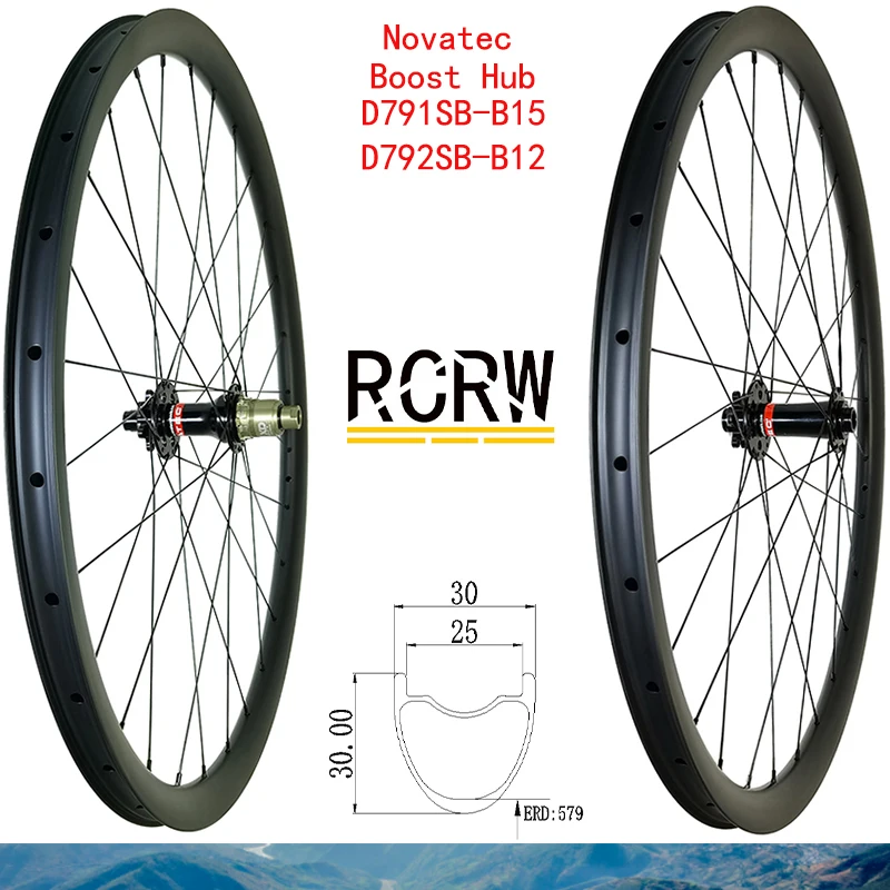 29Er Mtb Xc 30 X30Mm Wheelset Cerchio In Carbonio Largo 30 Deep 30 Novatec D791Sb-B15 D792Sb-B12 Boost J-Hook Shiman Hg Xd Microspline Hub