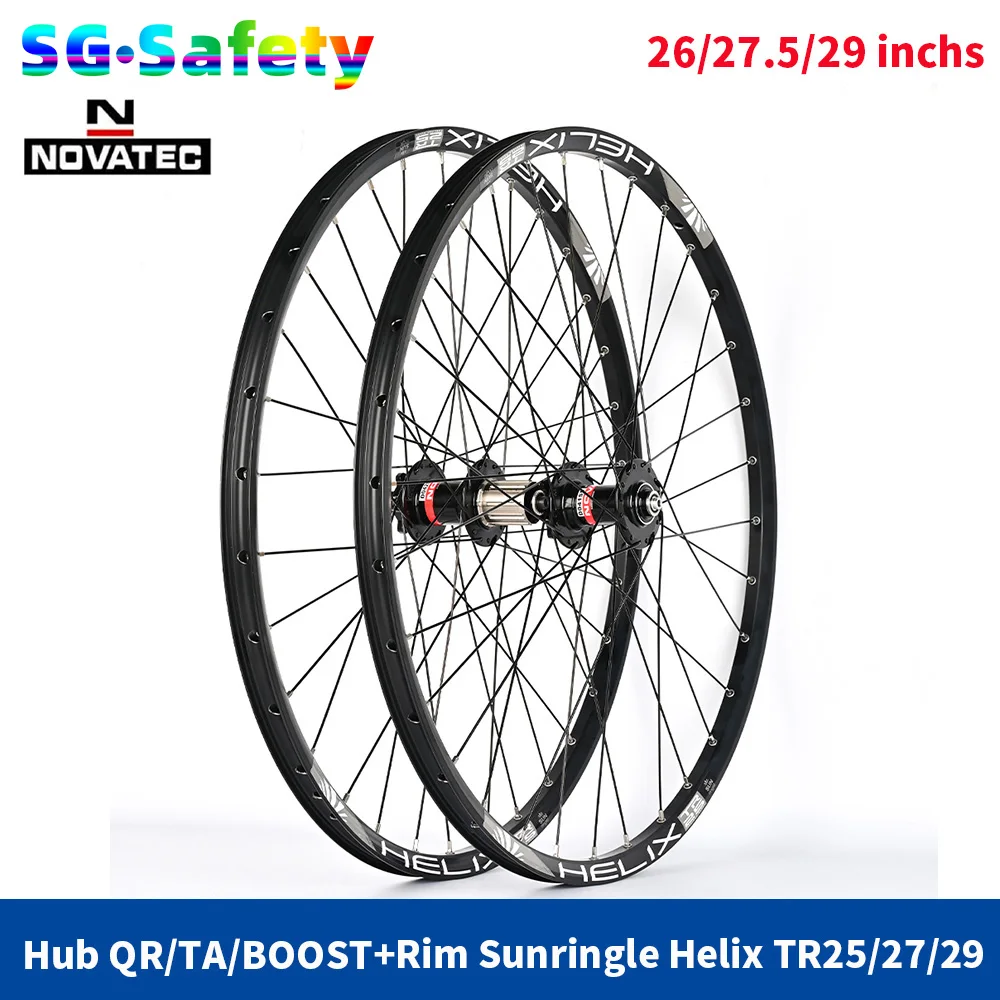 26/27.5/29 Pollici Mtb Mountain Wheelset Novatec Boost Hub Sunridge Helix Tr25/27/29 Cerchio 32 Fori 8-11S Xd Ms Tubeless Bike Wheel