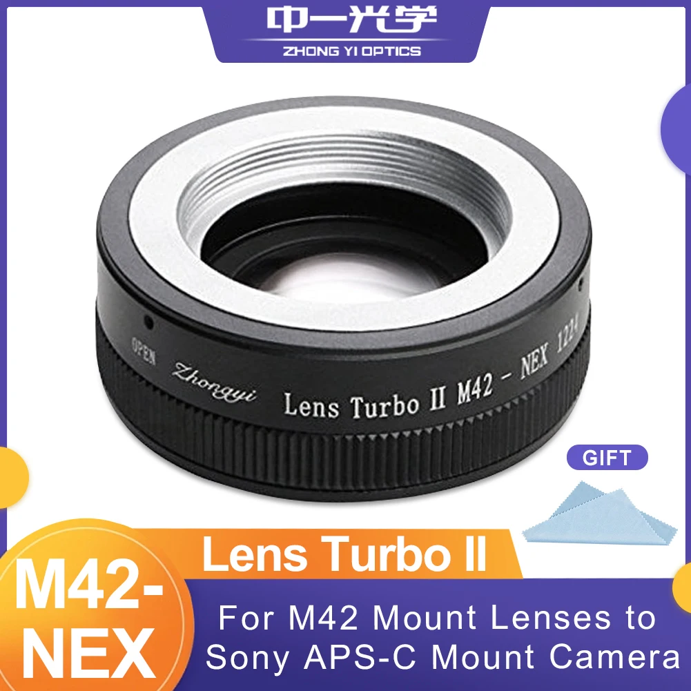 Zhongyi Mitakon M42-Nex Adattatore Focus Reduction Light Aumenta L'Anello Adattatore Per Obiettivo M42 Mount Per Fotocamera Sony Nex Aps-C