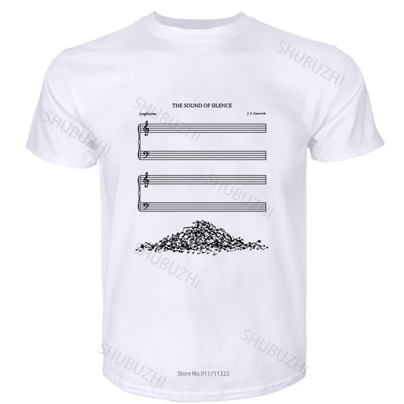 T-Shirt Uomo O-Collo Vendita Calda The Sound Of Silence T Shirt Sheet Music Visual Puns Punny Simon E Garfunkel Nuovo Arrivo Tee-Shirt