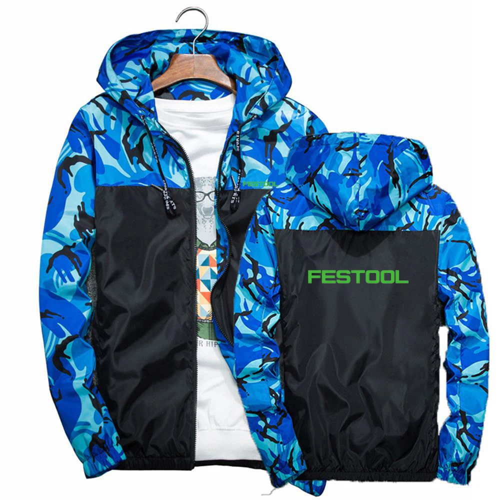 Femool Tools 2023 Men New Spring And Autumn Fashion Four Color Patchwork Camouflage Coat Sports Casual Camo Hoodie Tops