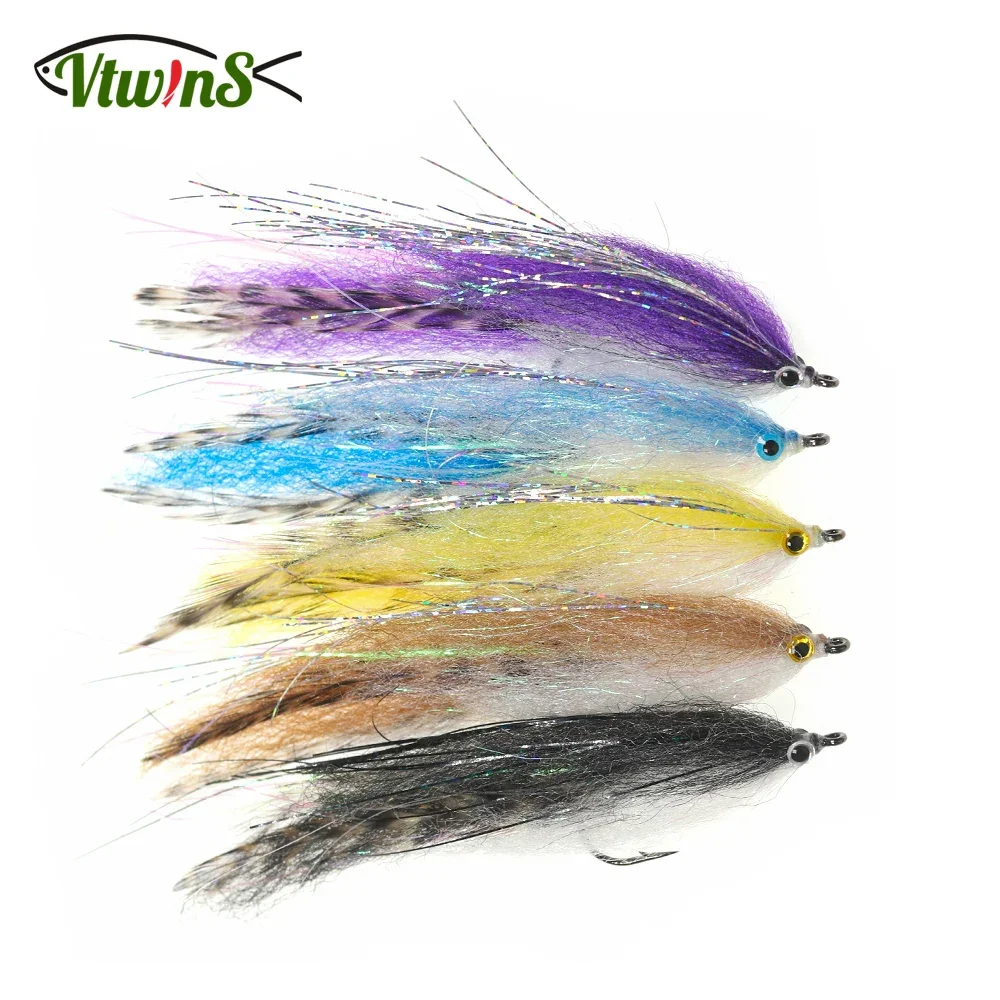 Vtwins Saltwater Streamer Fly Grizzly Hackle Ep Baitfish Fly Fishing Mosche Salmone Bass Luccio Trota Pesca Esche Artificiali