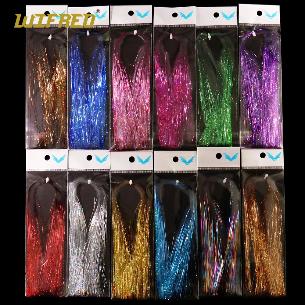 Wifreo 3 Confezioni Flashabou Piatto Olografico Krystal Flash Tinsel Per Fly Tying Materiale Streamer Trota Tube Fly Crystal Line