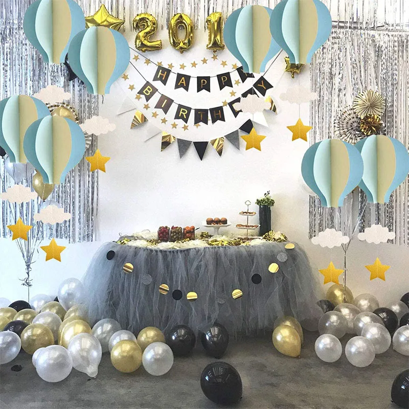 8/4 Pz Blu Pastello Di Grandi Dimensioni Mongolfiera Ghirlanda Decorazione Nuvola Di Carta Mongolfiera Appeso Compleanno Baby Shower Decorazione
