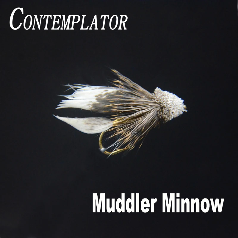 Sublimator 4Pcs Gold Muddler Minnow Versatili Streamers Mosche Da Pesca A Mosca 6 # Spun Deer Hair Head Lures Che Colpiscono Trota Grigio