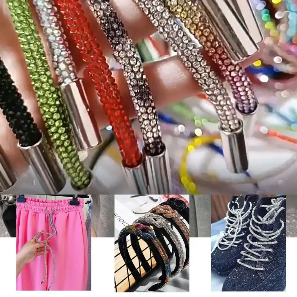 Sweatpant Fashion Cross Braiding Strap Bright Crystal String Shiny Round Cord Diamond Rope Strass Coulisse