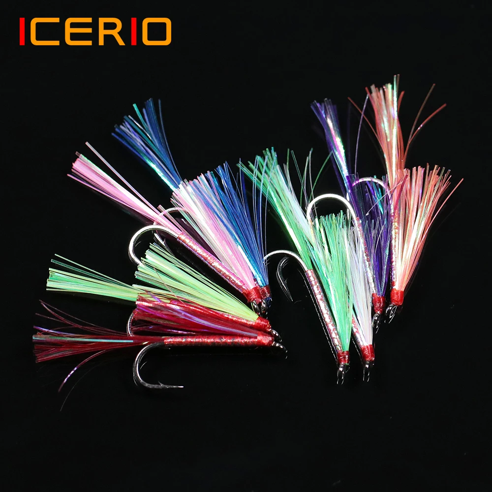 Icians 8Pcs Gambo Lungo Flash Streamer Fly Bass Trout Fishing Fly Lure Bait 6 #