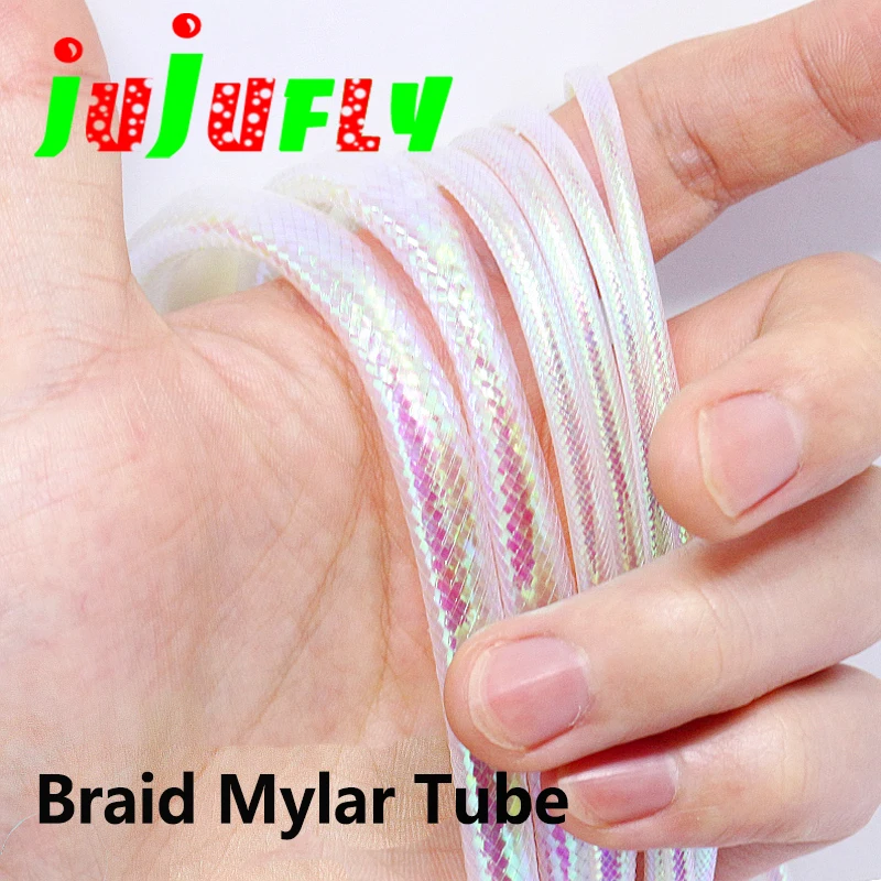 Jujufly 4Meters Fly Tying Braid Mylar Tubing Pearl White Hollow Mylar Tube For Saltwater Flies&Freshwater Streamers&Spoon Flies