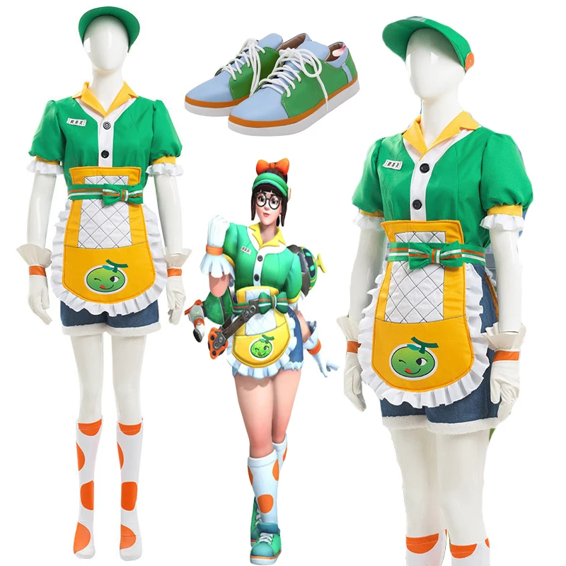 Gioco Overwatch Mei Costumi Cosplay Scarpe Meiling Zhou Honeydew Vestiti Halloween Carnival Outfit Per Donne Ragazze