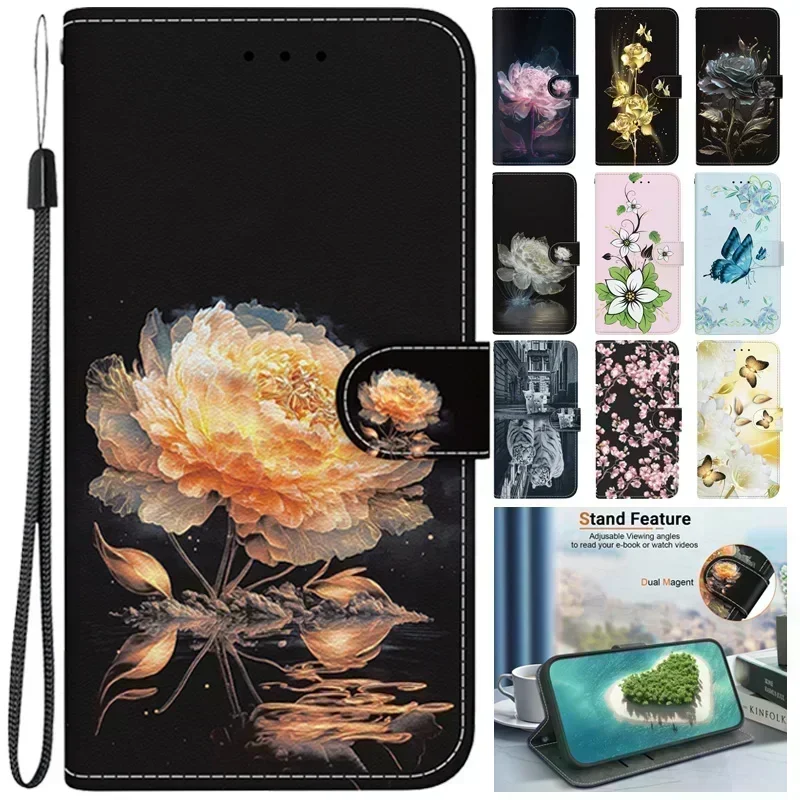 Custodia A Portafoglio Ultra S24 Per Samsung S24 Custodia Ultra Flowers Butterfly Flip Case Per Samsung Galaxy S24 Ultra S24 Plus Cover