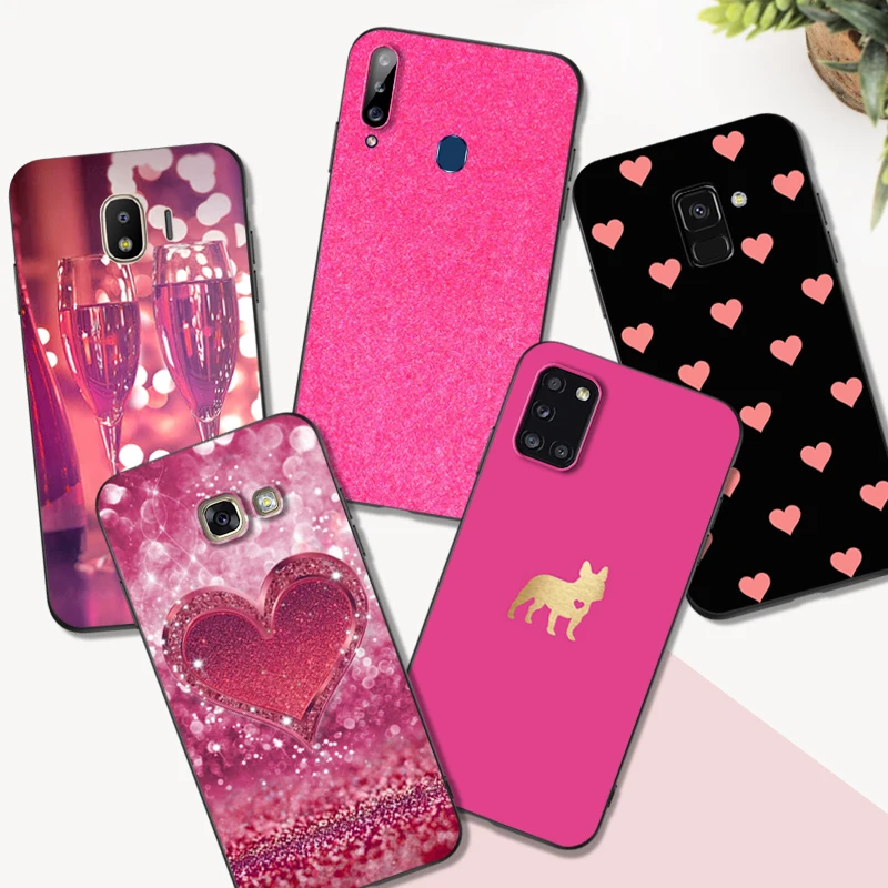 Custodia In Tpu Nero Per Samsung Galaxy A6 A8 A9 2018 Plus Love Rose Gold