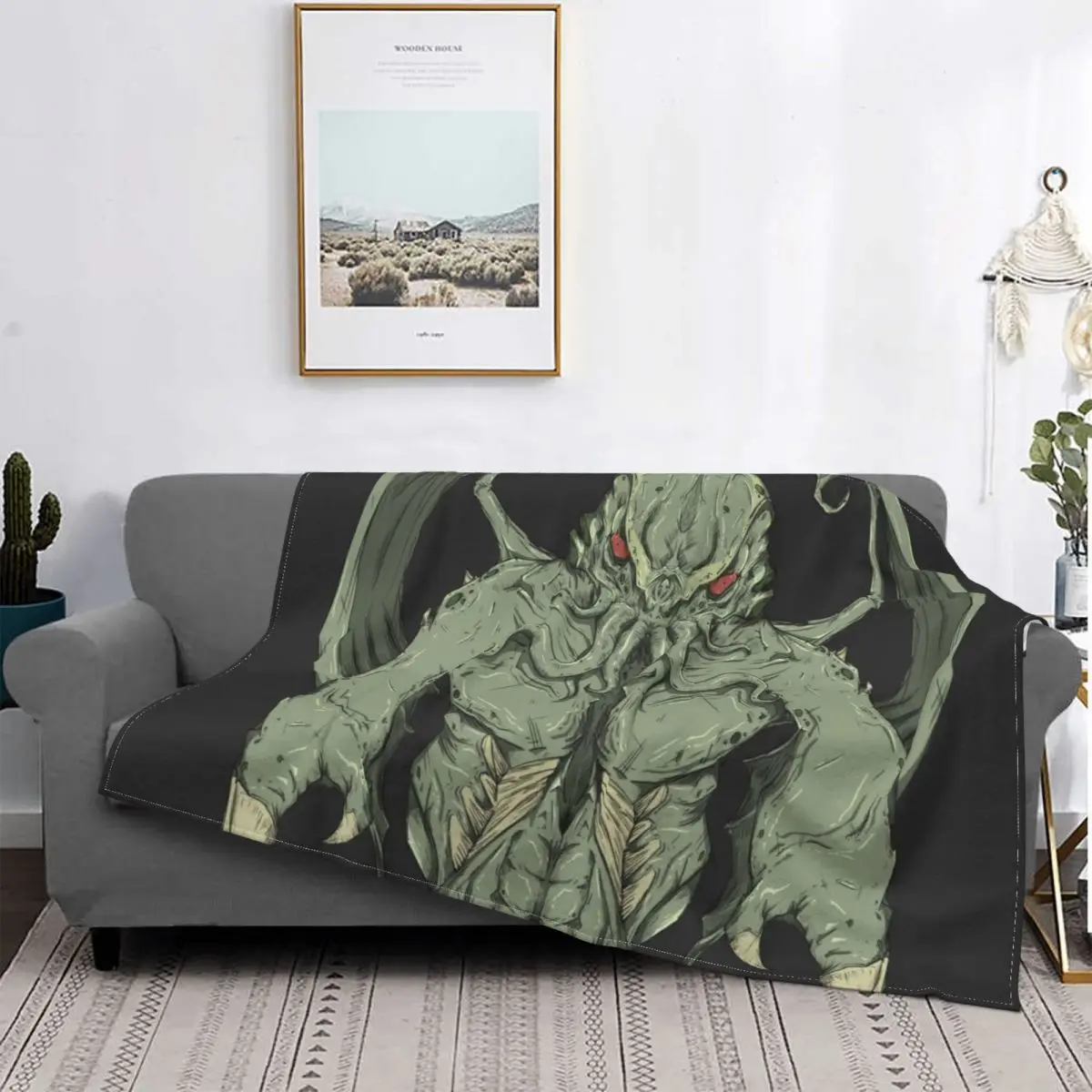 Cthulhu The Dreamer Coperte Lavorate A Maglia Lovecraft Occult Flanella Coperte Da Tiro Divano Camera Da Letto Copriletti Caldi Morbidi Portatili