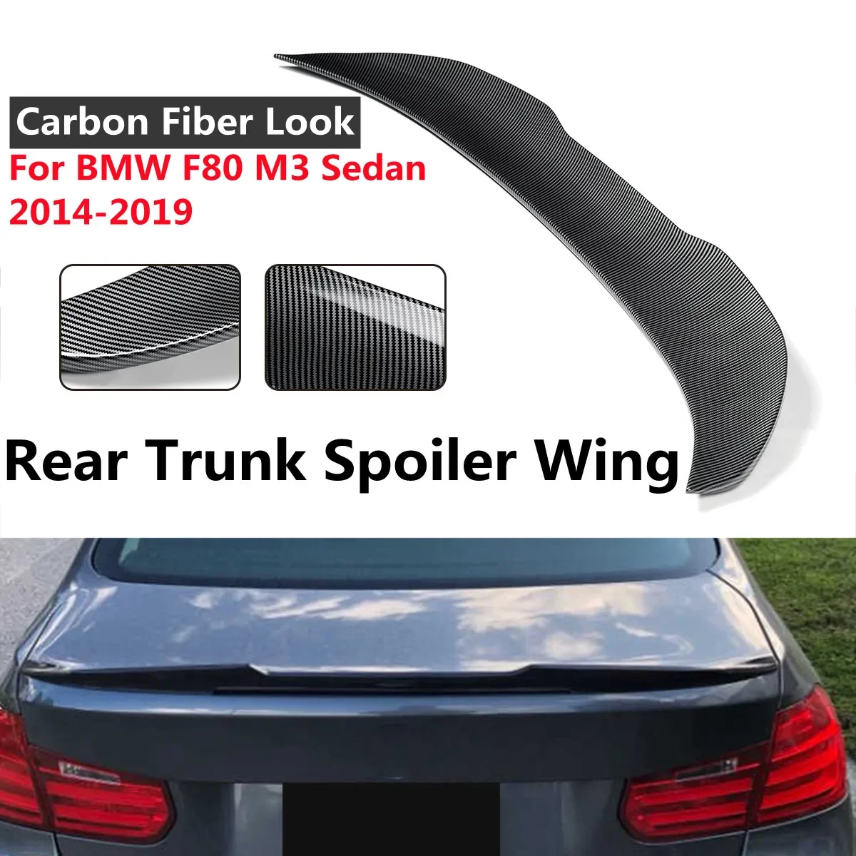 F30 F80 M3 Auto Spoiler Posteriore Ala Labbro Estensione Per Bmw F30 2012-2018 F80 M3 2014-2019 4Dr Berlina Posteriore Tronco Spoiler Ala Labbro
