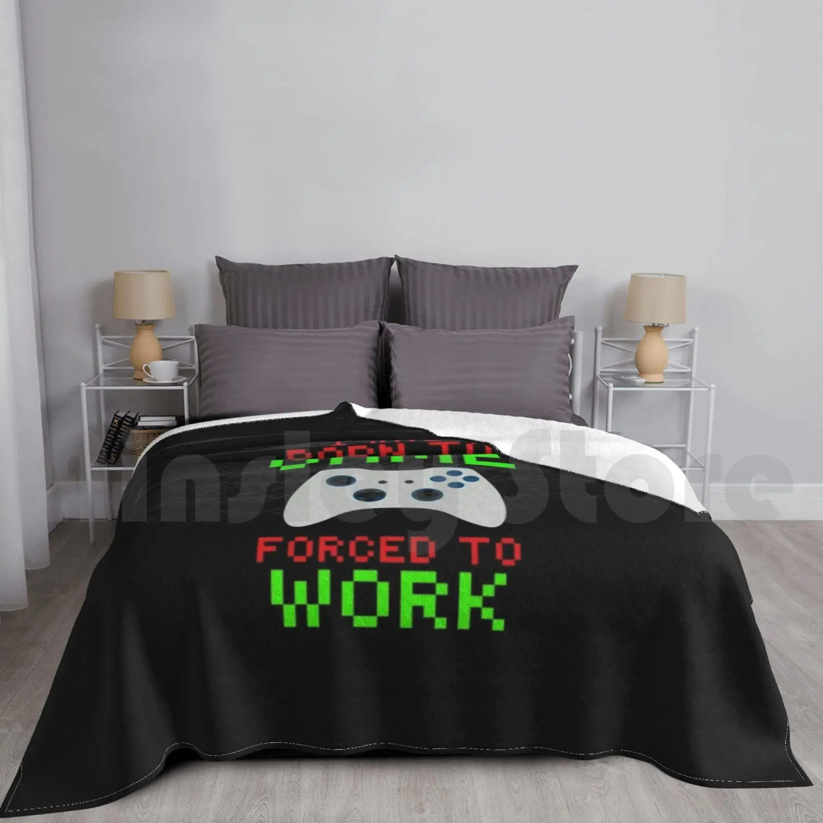 Born To Game Coperta Da Lavoro Forzata Per Divano Letto Travel Gamer Ps4 Nes Arcade Vintage