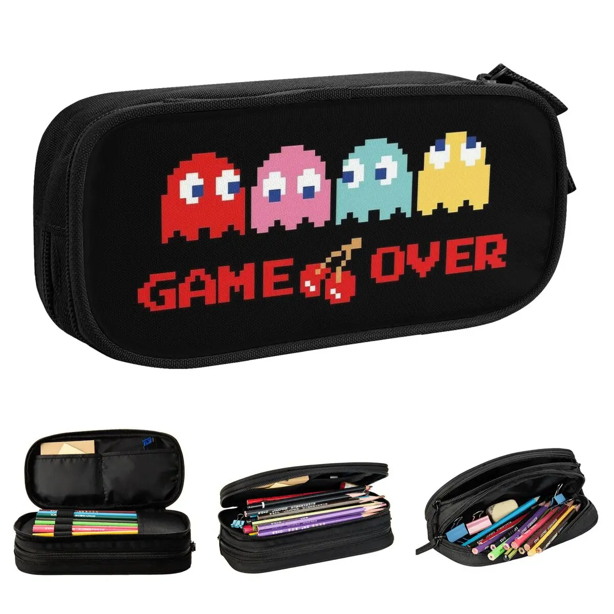 Vintage Game Over Kawaii Pencil Cases Cute Arcade Game Pen Pencil Bags Studente Grande Capacità Office Gifts Pencilcases
