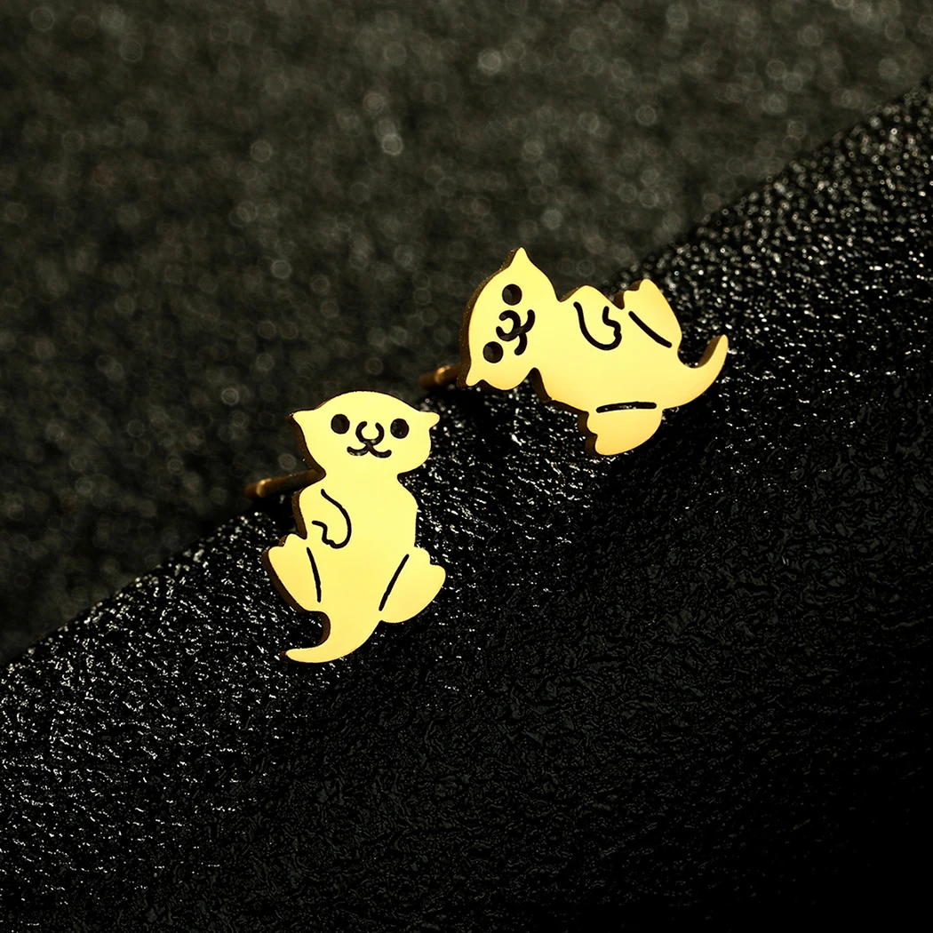 Chandler Tiny Otter Orecchini Animal Studs Baby Sea Otter Studs Gioielli Minimal In Acciaio Inossidabile Regalo Di Natale
