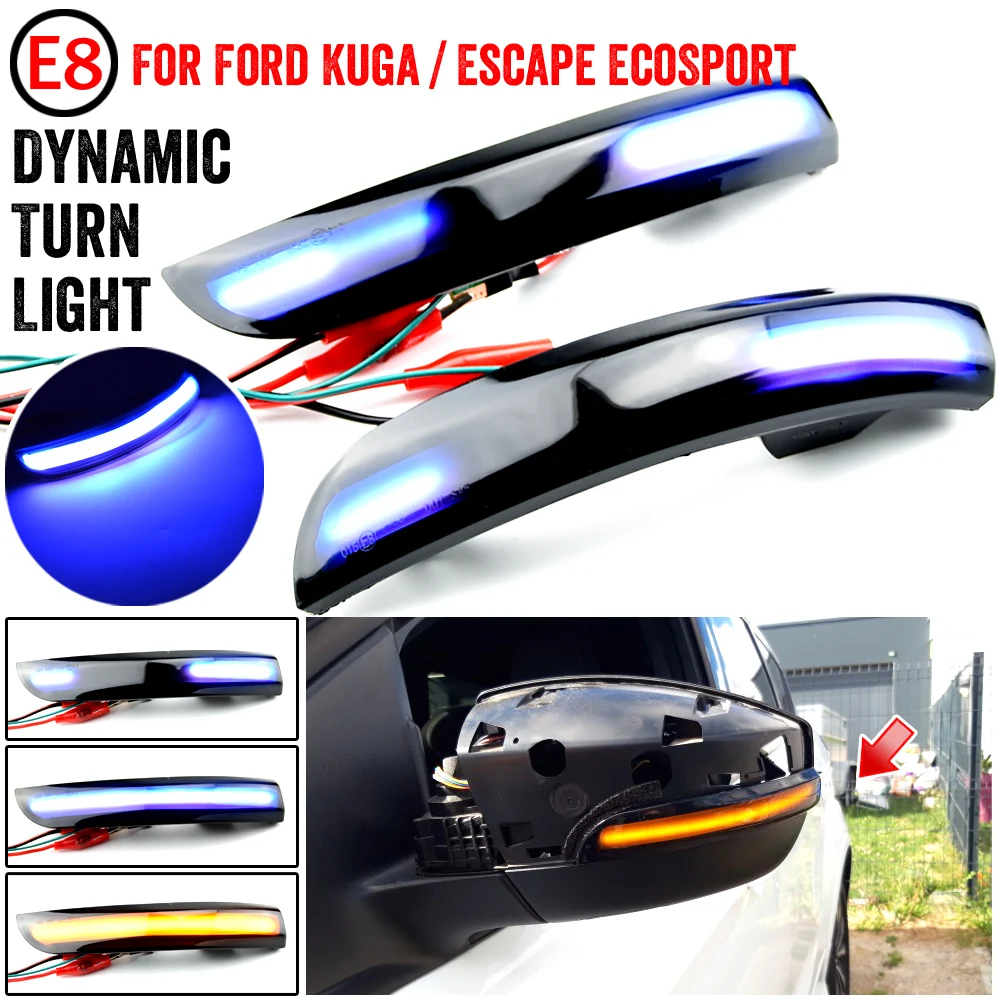 Indicatore Di Specchio Laterale Led Indicatore Di Direzione Dinamico Per Ford Kuga Escape Ecosport 13-18 Focus 3 Mk3 Se St 12-18 C-Max 13-17