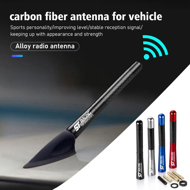 Autoradio In Fibra Di Carbonio Antenna Di Segnale Migliorata Accessori Auto Per Ford St Focus Fiesta Ranger Escort Falcon Flex S-Max Kuga