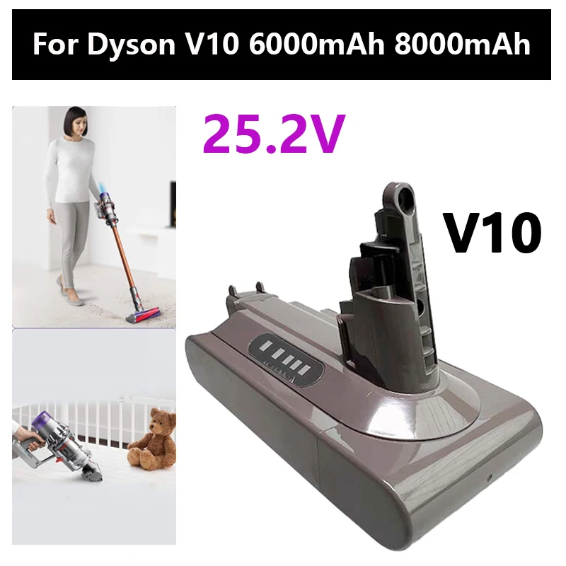 Batteria Di Ricambio Dyson V10 6000/8000Mah 25.2V Batteria Agli Ioni Di Litio Compatibile Con Cyclone Animal Cordless Vacuum Clea