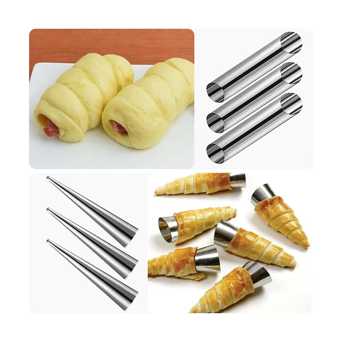 Cannoli Set Di Stampi Da Forno, Set Di Stampi Per Corno Di Crema Stampi Per Tubi In Acciaio Inossidabile Crema Stampo Da Forno A Cono