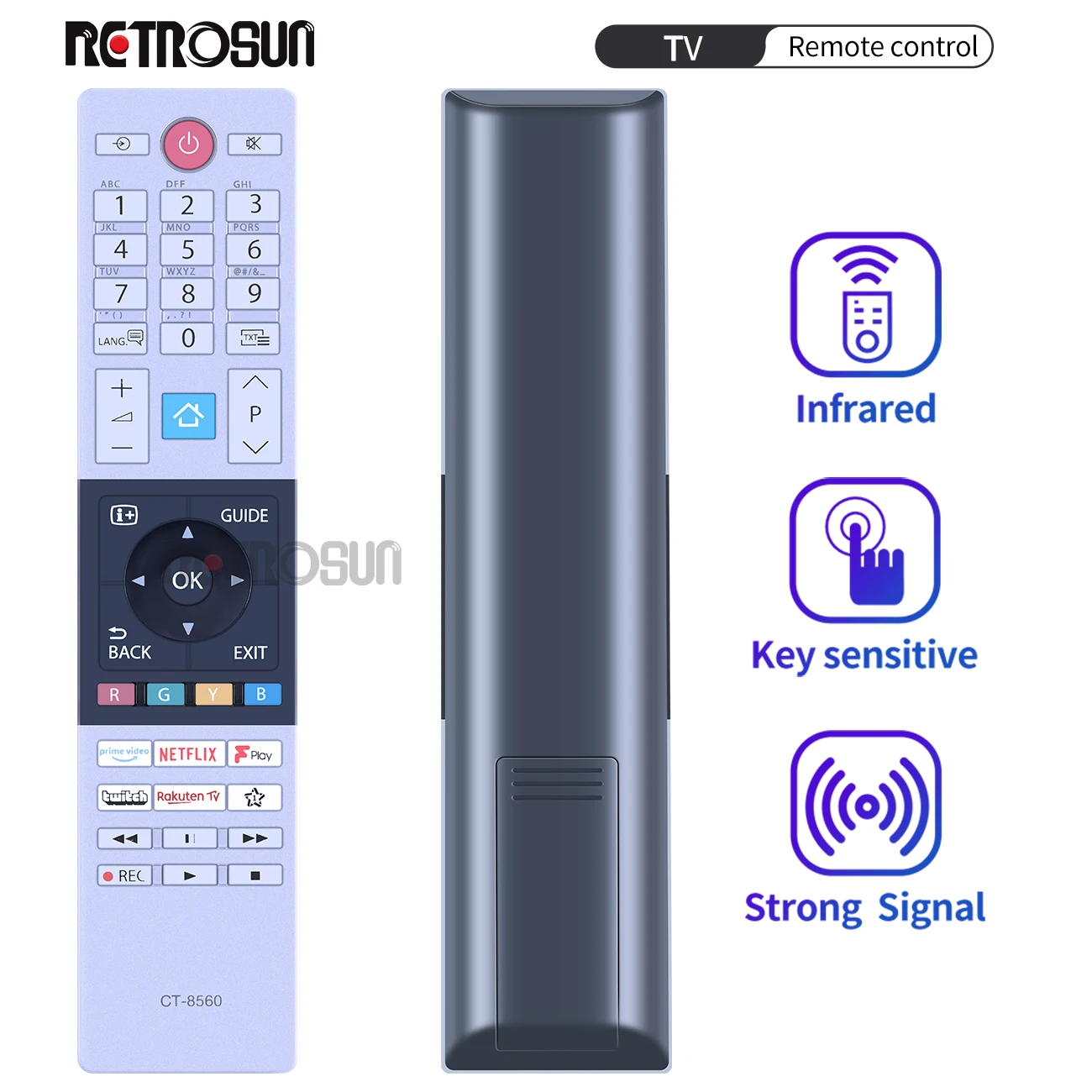 Nuovo Telecomando Per Toshiba Ct-8560 Smart Led Tv Remote Netflix Fplay Amazon Twitch Prime