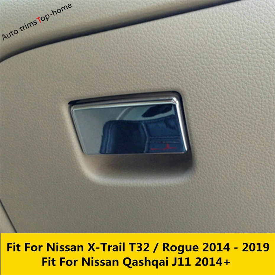 Chrome The Copilot Glove Storage Box Maniglia Paillettes Cover Per Nissan X-Trail T32 / Rogue 2014 - 2019 / Qashqai J11 2014 - 2020