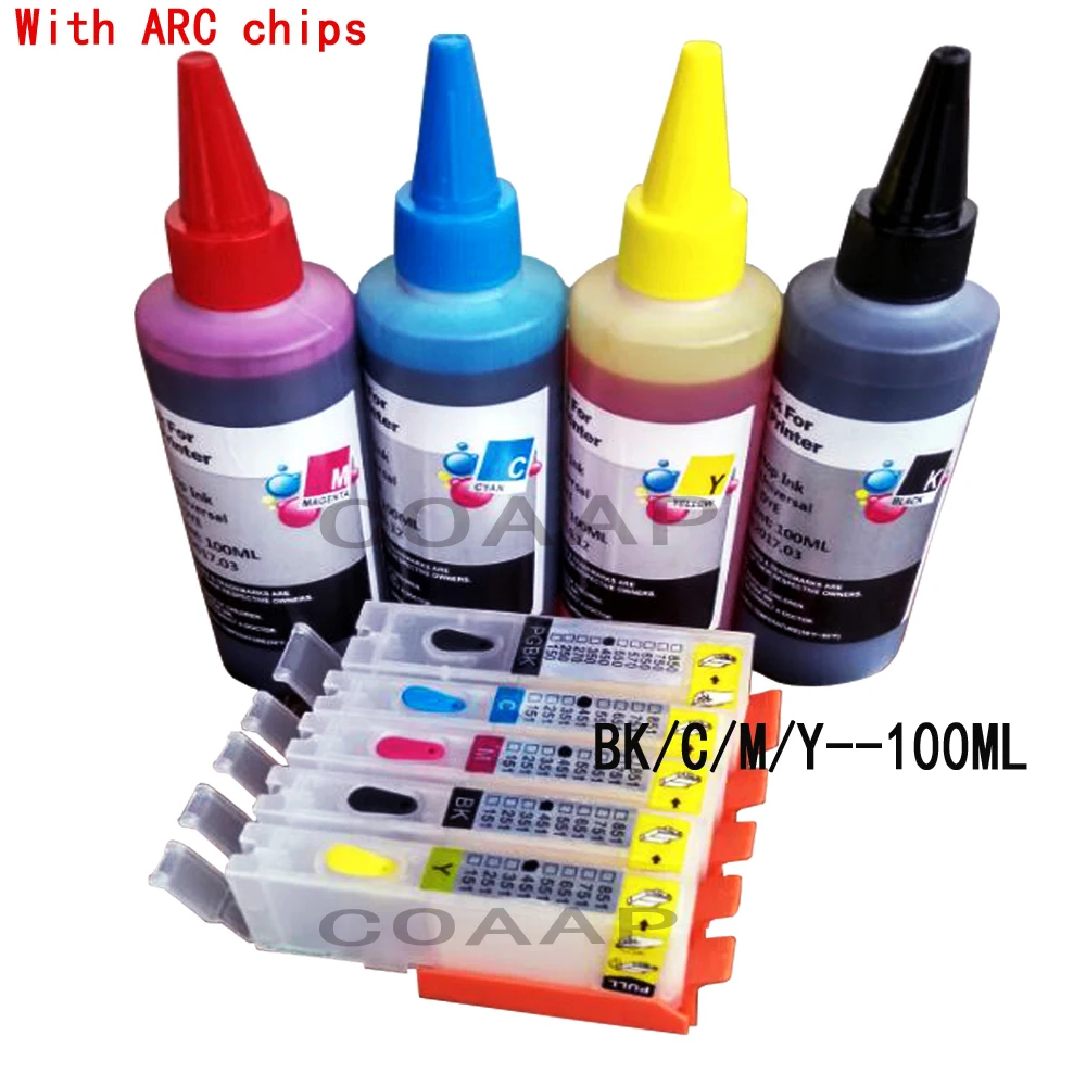 Pgi650 Cli651 Cartuccia Di Inchiostro Riutilizzabile Per Canon Pixma Mg5460 Mx926 Mx726 Ip7260 Mg6460 Mg5560 Stampante Con Inchiostro Dye 400 Ml