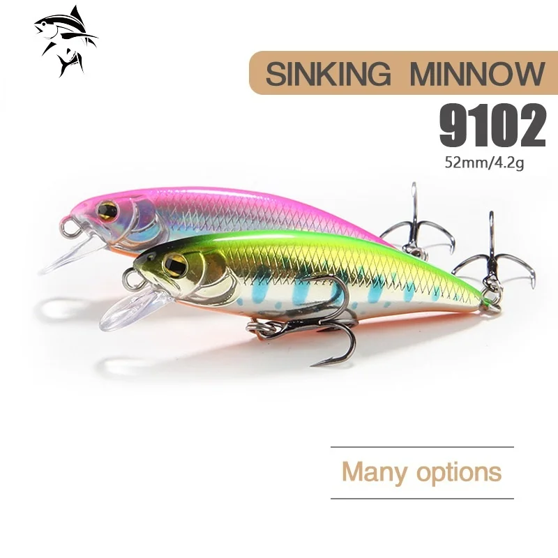 2021 Miglior Prezzo 52Mm 4.5G Attrezzi Da Pesca Esche Brillanti Pesciolino Manovella Peso Fisso Wobbler Esca Isca Artificiale