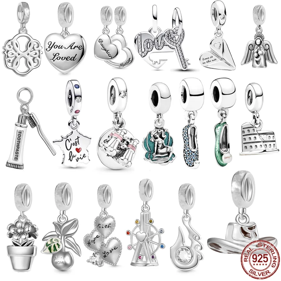 Vendita Calda Ruota Panoramica In Argento Sterling 925, Cappello Da Cowboy, Scarpe Da Ballerina Ciondola Charm Bead Fit Braccialetto Pandora Originale