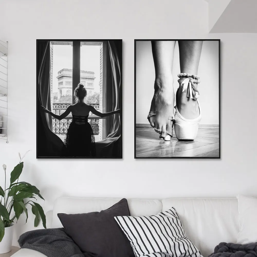 Finestra In Bianco E Nero Ragazza Ballerina Poster Stampa Ballerino Di Balletto Tela Pittura Wall Art Picture For Living Room Картины