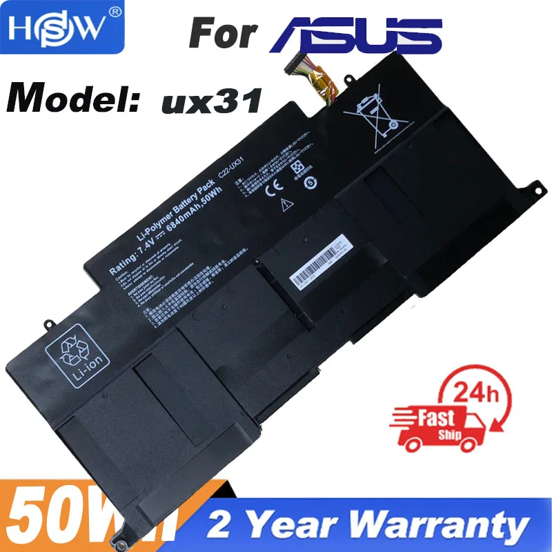 Nuova Batteria Per Laptop C22-Ux31 Per Asus Zenbook Ux31 Ux31A Ux31E Ux31E-Dh72 C22-Ux31 C23-Ux31 7.4V 50Wh/6840Mah