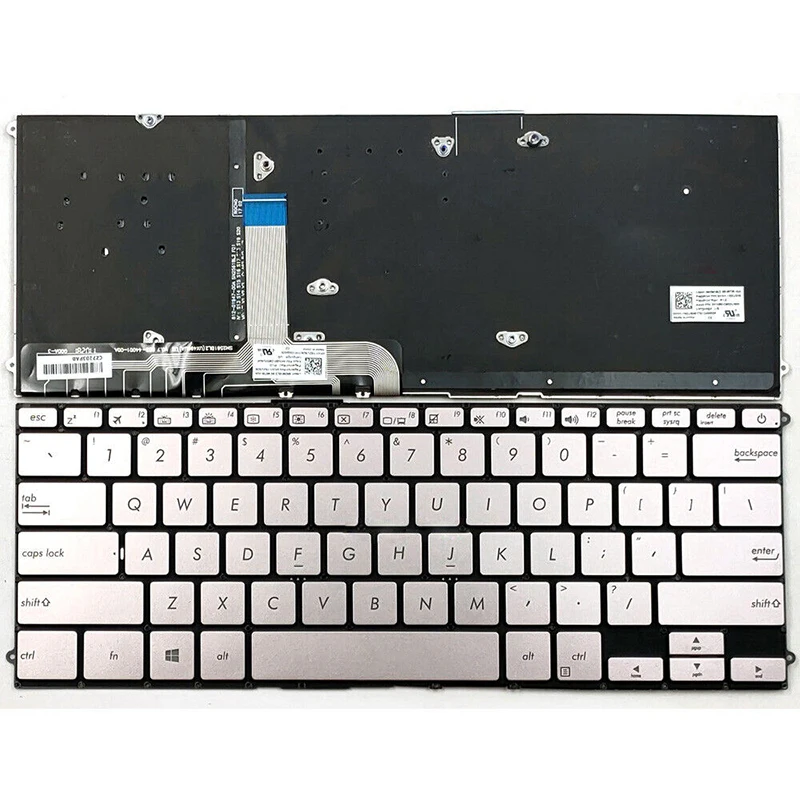 Tastiera Retroilluminata Usa Per Asus Zenbook Ux490 Ux490U Ux490Ua Tastiera Muslimus Grigia Con Retroilluminazione