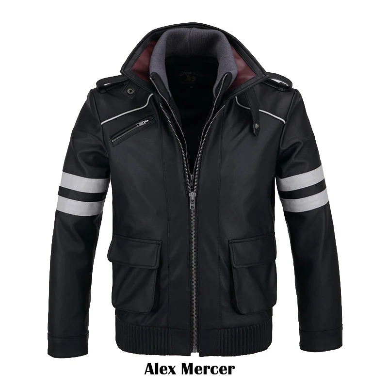 Cosztkhp Doppi Collari! Gioco Prototipo Alex Mercer Pu Giacca Di Pelle Cappotto Invernale Costumi Cosplay Di Halloween Per Donna/Uomo M-4Xl