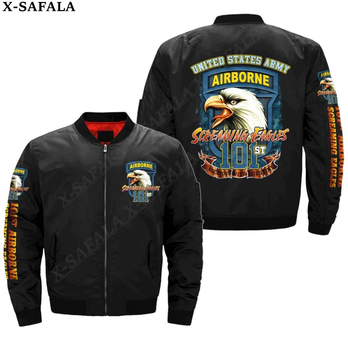 101St Airborne Army Veterano 3D Bomber Giacche Giacca Con Cerniera Cappotto Spesso Casual Unisex Harajuku Uomo Donna Streetwea-4
